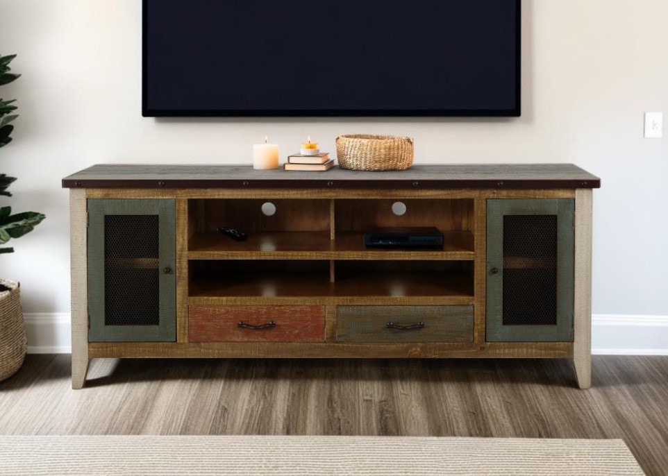 Antique collection with soft multi-color finish tv stand by